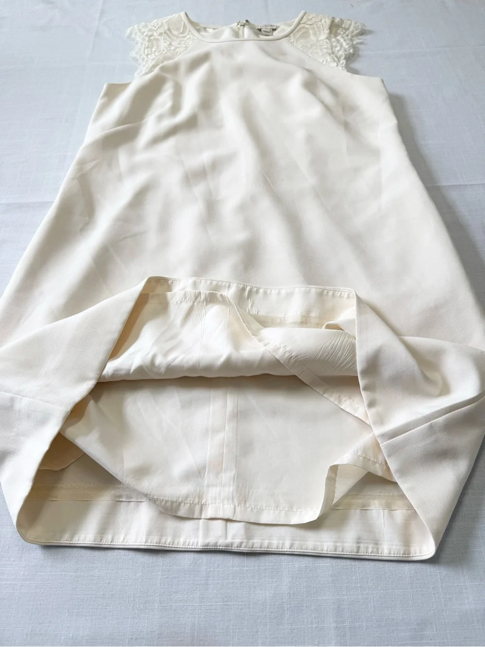 J. Crew Ivory Edged Lace Cap-Sleeve Dress Size 8